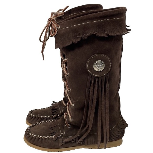 Calf High Moccasins Canada Genuine Leather Boots - Picture 1 of 17